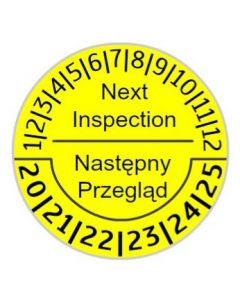  Etykiety inspekcyjne TYP-5 kontrolki przeglądów fi 20 arkusz 25 szt